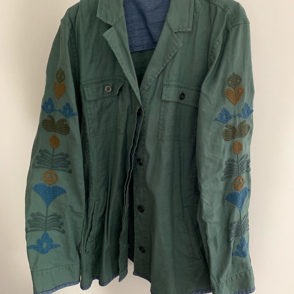 Orvis olive embroidered boho jacket